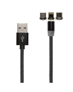 USB кабель Data & Charging/M3/Clip/X-Cable 3в1 магнітний Чорний (Black)