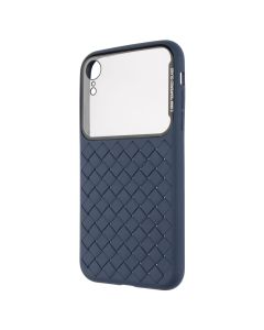 Чохол накладка для iPhone XR Baseus Glass & Weaving Синя (Blue)