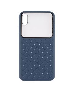 Чохол накладка для iPhone XS MAX Baseus Glass & Weaving Синя (Blue)