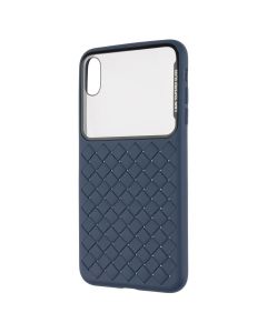 Чохол накладка для iPhone XS MAX Baseus Glass & Weaving Синя (Blue)