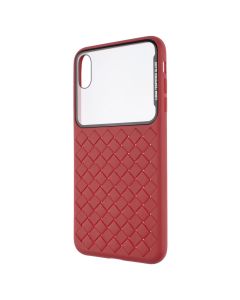 Чехол-накладка для iPhone XS MAX Baseus Glass & Weaving Красный (Red)