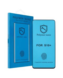 Защитное стекло для Samsung S10 Plus 9D Гибкое Керамика Черное (Black)