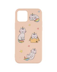 Чехол накладка для iPhone 12/12 Pro WAVE Fancy rainbow cat Розовый (Pink Sand)