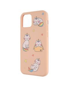 Чехол накладка для iPhone 12/12 Pro WAVE Fancy rainbow cat Розовый (Pink Sand)