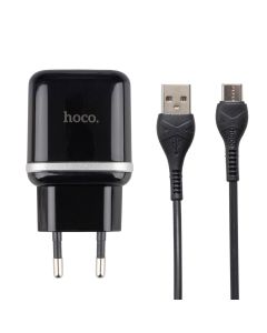 Зарядний пристрій Hoco N4 Aspiring Double 2.4A 12W + кабель Type-C Чорний (Black)