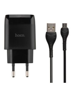 Зарядное устройство Hoco C72Q Glorious 1USB/18W/QC3.0 + кабель Micro-USB Черный (Black)