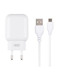 Зарядний пристрій XO L78 2.4A/2 USB + кабель Micro-USB Білий (White)